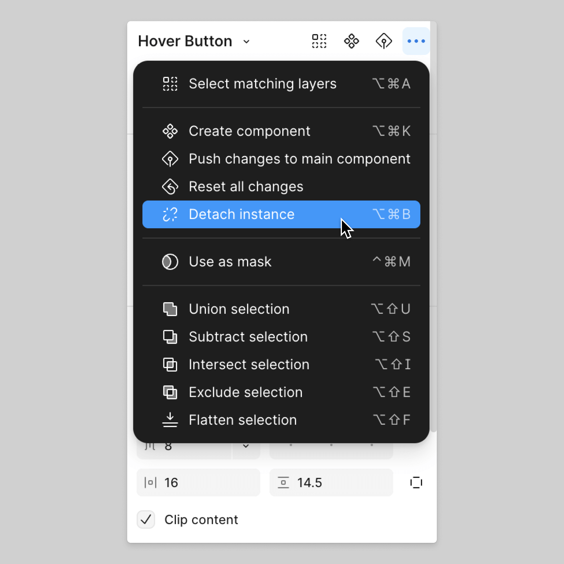 Detaching component in Figma